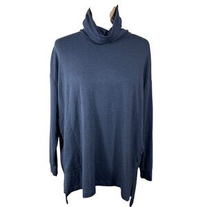 Capote Turtleneck Tunic Top Slate Blue Size S Small Oversized Lauren